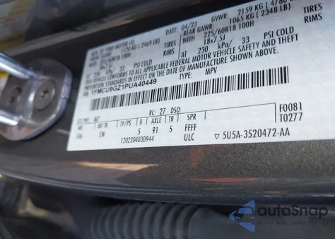 2023 Ford Escape Active from USA, damaged, VIN 1FMCU9GZ1PUA40449
